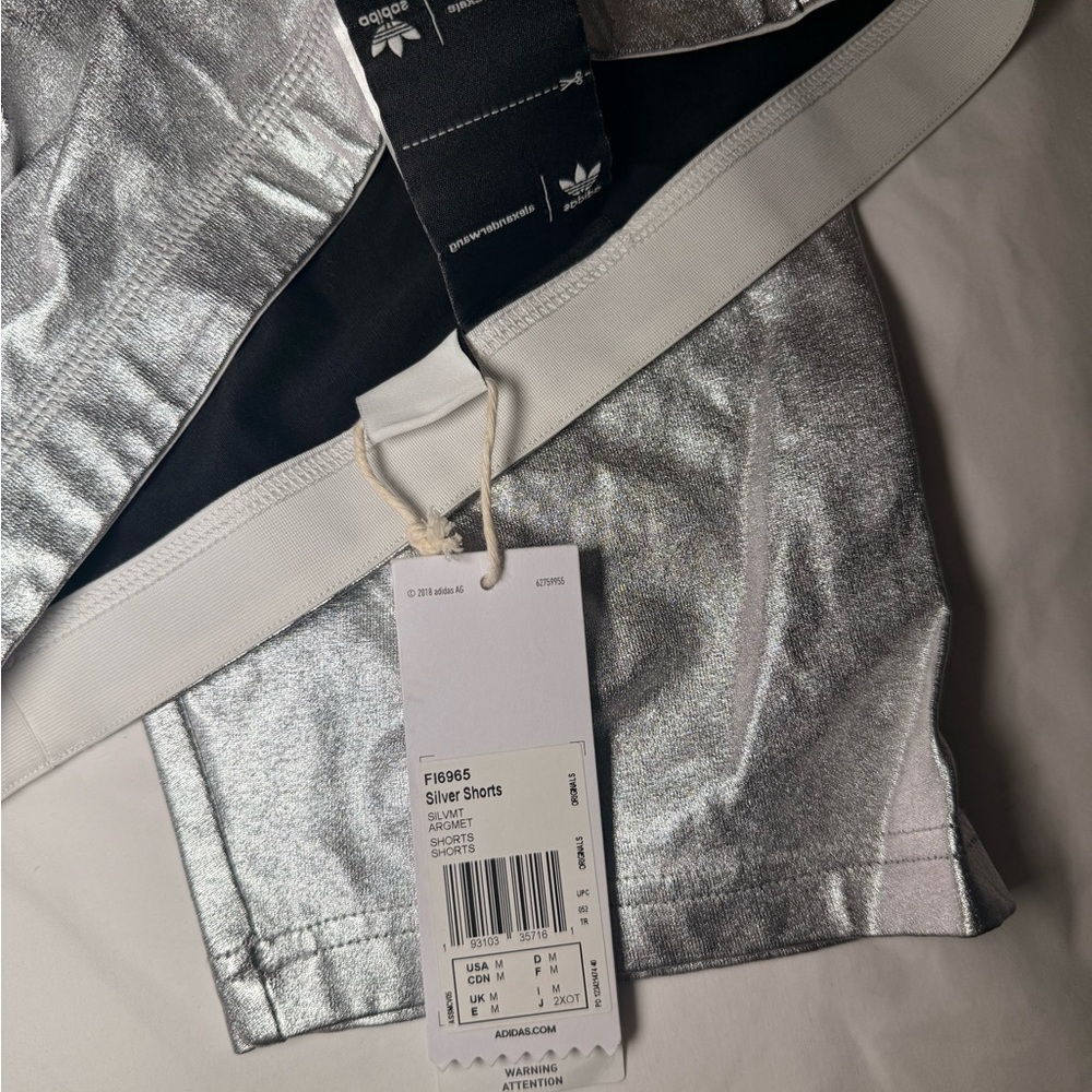 Alexander Wang Adidas Collab Metallic Silver Bike Shorts Size Medium - NWT - Picture 9 of 10